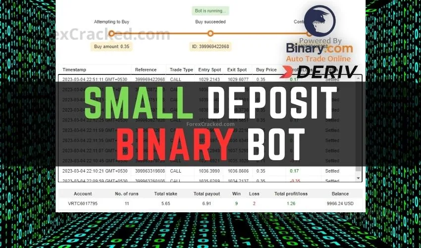 Small Deposit Binary BOT (10$) FREE Download ForexCracked.com