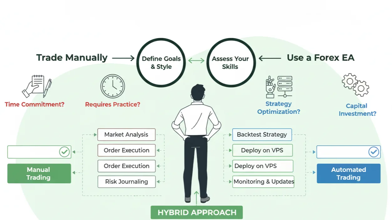 Decision Flow: Should You Use a Forex EA or Trade Manually?