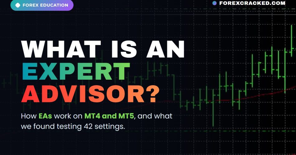 What is an expert advisor: ForexCracked explainer on how EAs work on MT4 and MT5, over a real MetaTrader chart